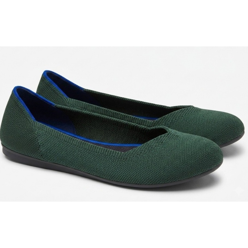 Rothy's The Flat Teal Green Knit Ballet Flats Round Toe Slip On Women's Size 8
